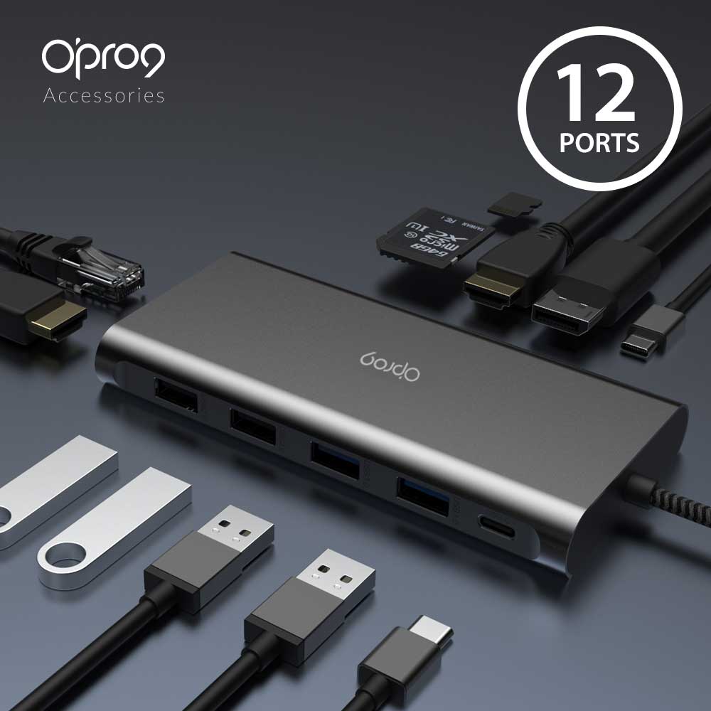 USB-C 12Ports with Line Docking "Opro9 USB-C 12端口   带线多功能转接器 FCA429